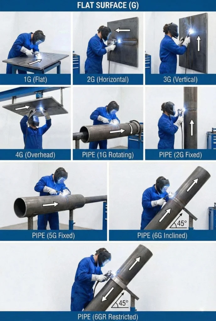 Welding Positions Explained: Plate & Pipe Welding as per AWS & ASME